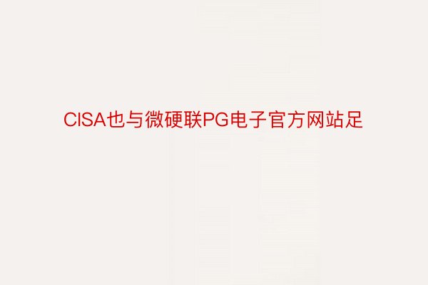 CISA也与微硬联PG电子官方网站足